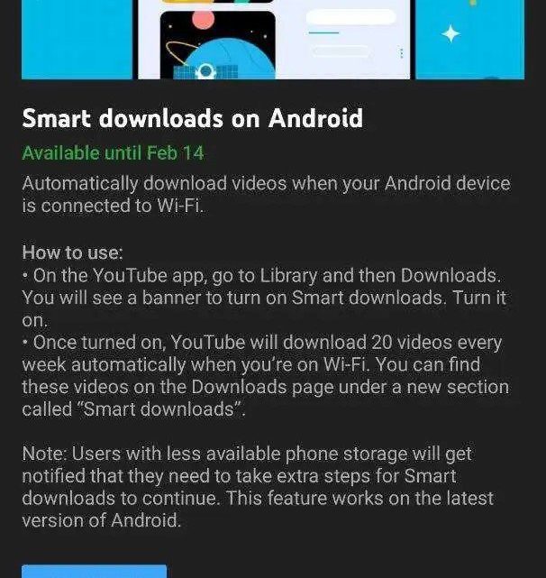 You can test YouTube’s new ‘smart downloads’ feature for a limited time